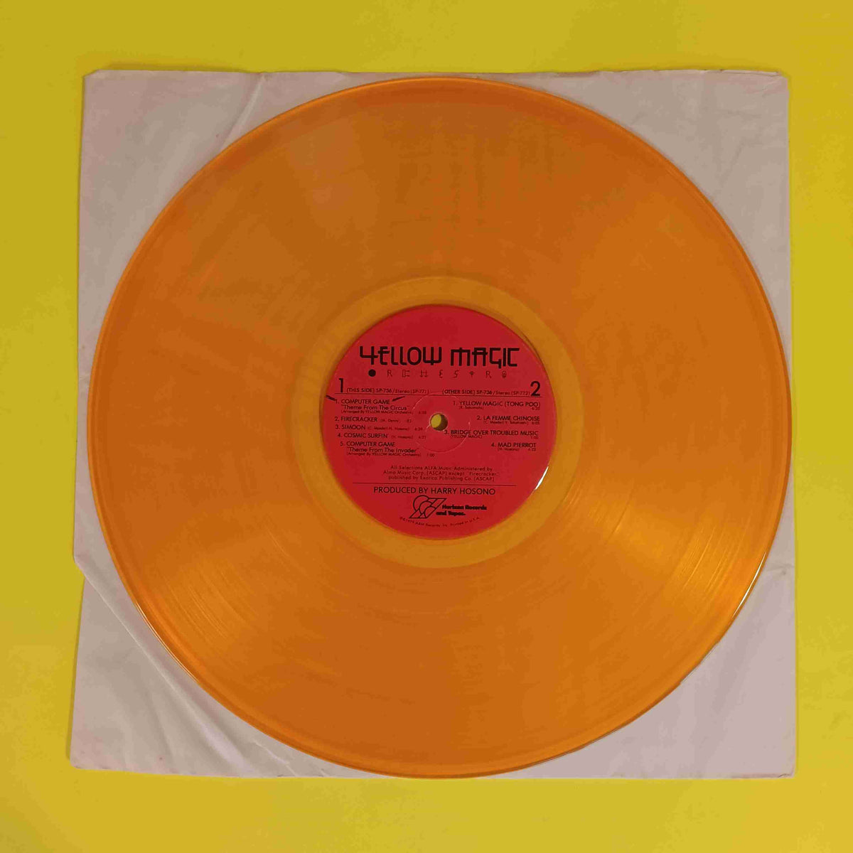 Yellow Magic Orchestra - Self Titled (Yellow Vinyl Red Label Promo) - 1979 - SP 736 Used - VG++ - Vinyl Yellow Magic Orchestra - Self Titled (Yellow Vinyl Red Label Promo) - 1979 - SP 736 Used - VG++ - Vinyl
