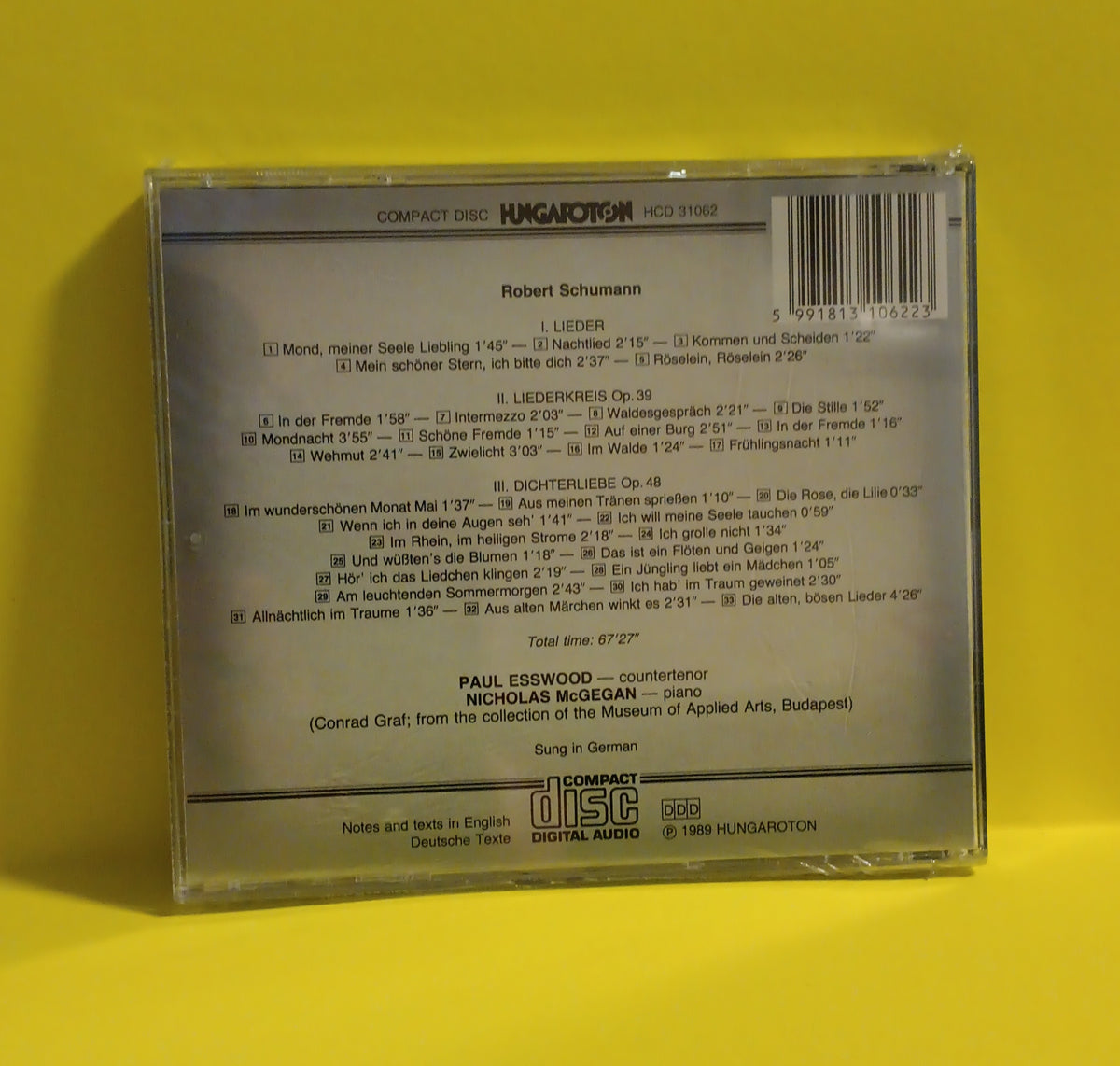 Schumann- Paul Esswood, Nicholas McGegan - Dichterliebe Op.48 Liederkreis Op.39 - 1989 - HCD 31062 New - Sealed - CDs Schumann- Paul Esswood, Nicholas McGegan - Dichterliebe Op.48 Liederkreis Op.39 - 1989 - HCD 31062 New - Sealed - CDs