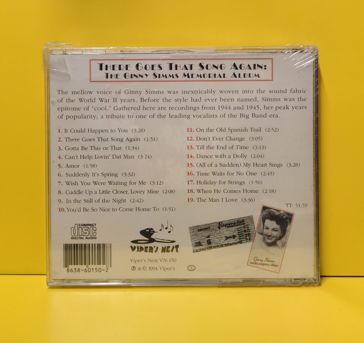 Ginny Simms - Here Goes That Song Again: The Ginny Simms Memorial Album - 1994 - VN-150 New - Sealed - CDs Ginny Simms - Here Goes That Song Again: The Ginny Simms Memorial Album - 1994 - VN-150 New - Sealed - CDs