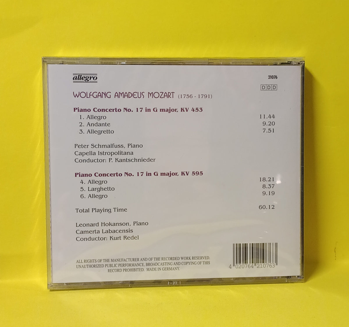 Mozart - Concertos For Piano No. 17 - 21076 New - Sealed - CDs Mozart - Concertos For Piano No. 17 - 21076 New - Sealed - CDs