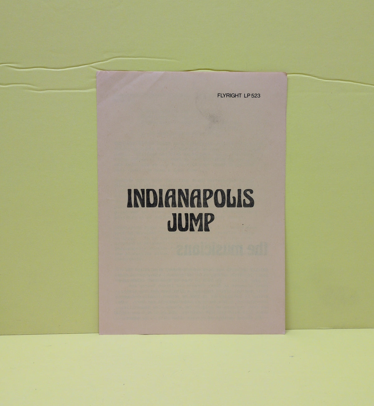 Various - Indianapolis Jump - 1977 - LP 523 Used - VG++ - Vinyl - Mono Various - Indianapolis Jump - 1977 - LP 523 Used - VG++ - Vinyl - Mono