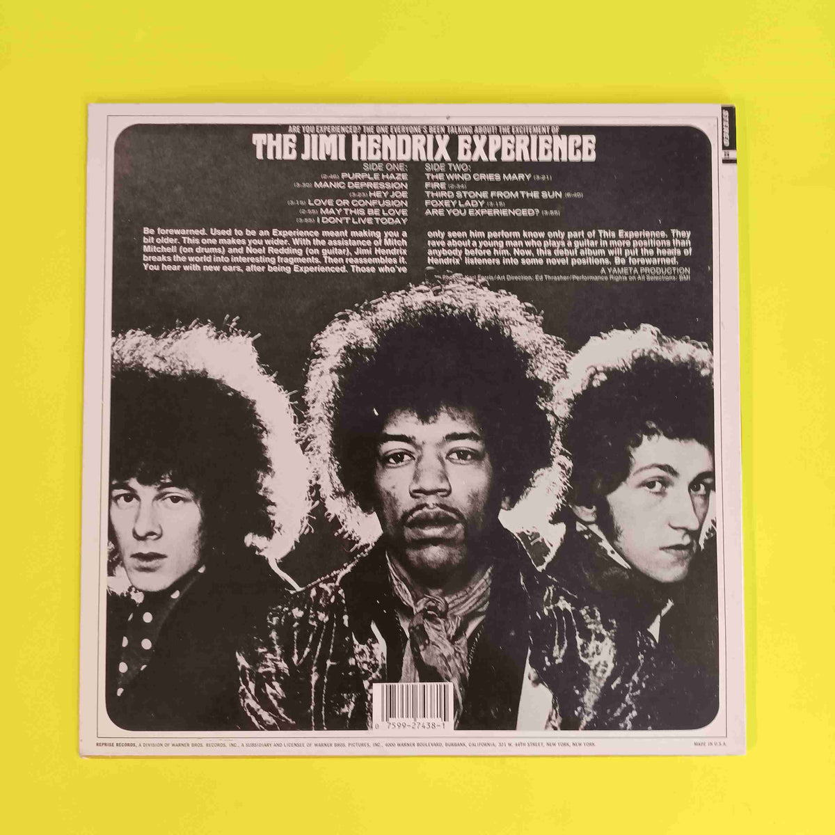 The Jimi Hendrix Experience - Are You Experienced Reissue w. Barcode - 1986 - RS 6261 Used - VG++ - Vinyl The Jimi Hendrix Experience - Are You Experienced Reissue w. Barcode - 1986 - RS 6261 Used - VG++ - Vinyl