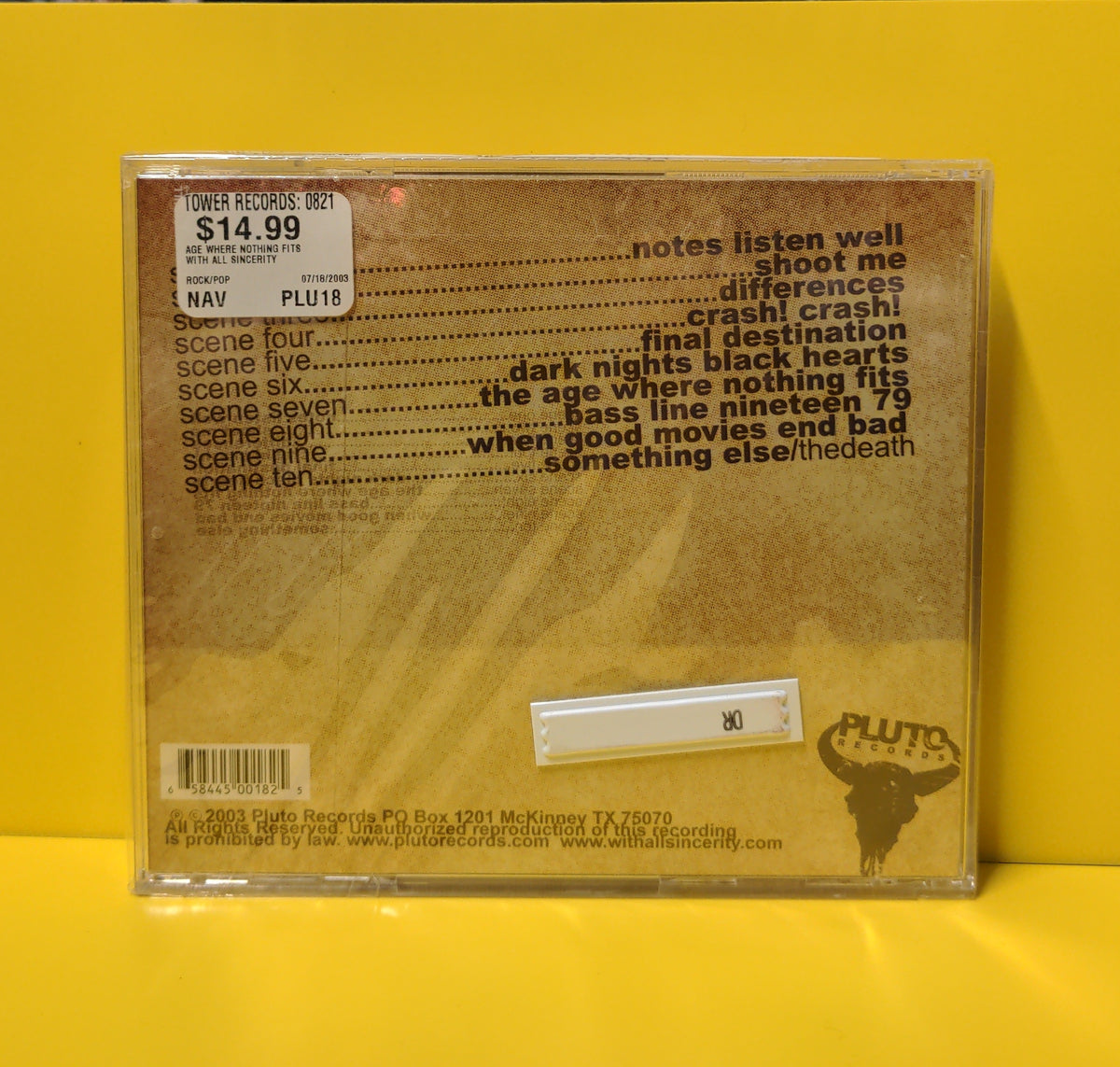With All Sincerity - The Age Where Nothing Fits - 2003 - PLU-018 New - Sealed - CDs With All Sincerity - The Age Where Nothing Fits - 2003 - PLU-018 New - Sealed - CDs