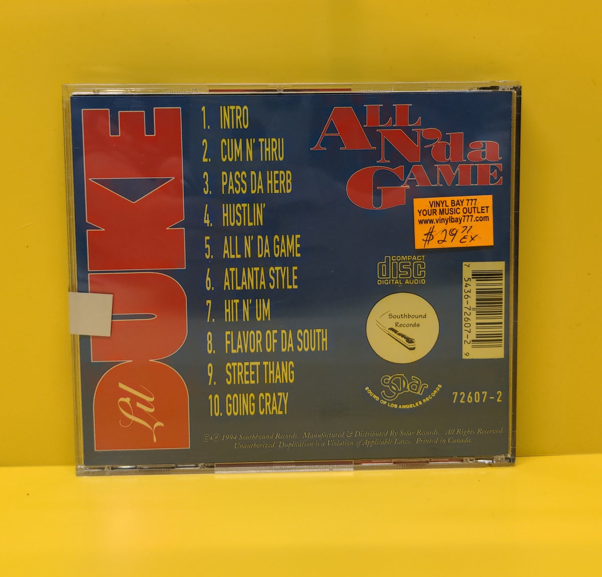 Lil Duke - All N' Da Game - 1994 - 72607-2 Used - EX - CDs Lil Duke - All N' Da Game - 1994 - 72607-2 Used - EX - CDs