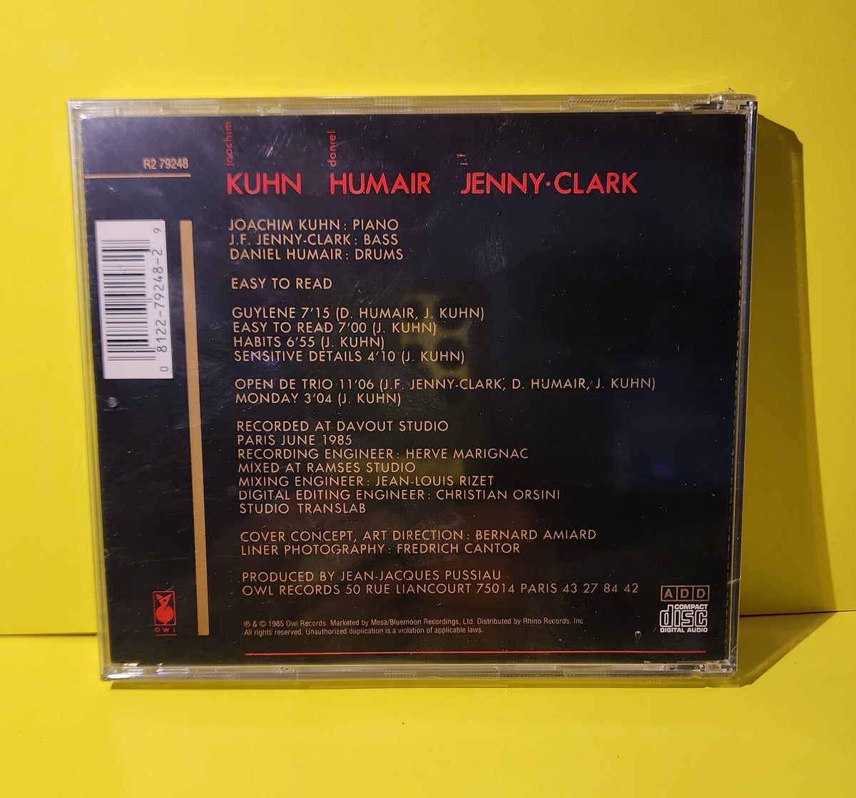Joachim Kuhn, Daniel Humair, J.F. Jenny-Clark - Easy To Read - 1985 - R2 79248 New - Sealed - CDs Joachim Kuhn, Daniel Humair, J.F. Jenny-Clark - Easy To Read - 1985 - R2 79248 New - Sealed - CDs