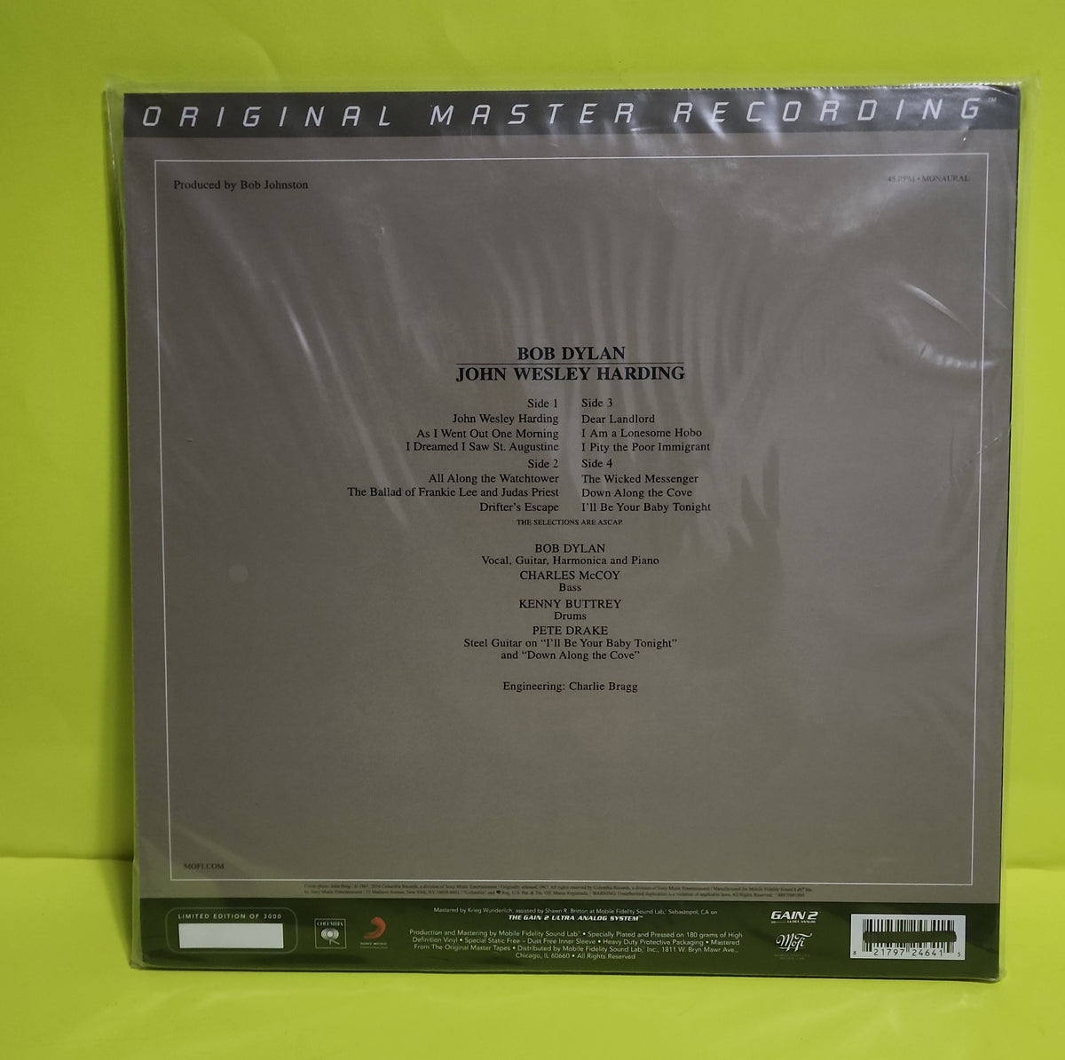 Bob Dylan - John Wesley Harding 45 rpm Promo - 2016 - MFSL 2-464 New - Sealed - Vinyl Bob Dylan - John Wesley Harding 45 rpm Promo - 2016 - MFSL 2-464 New - Sealed - Vinyl