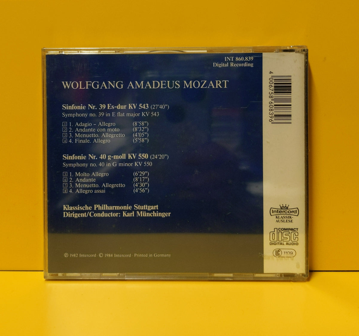 Wolfgang Amadeus Mozart, Klassische Philharmonie Stuttgart, Karl Münchinger - Sinfonien Nr. 39 Es-dur KV 543 • Nr. 40 G-moll KV 550 - 1984 - INT 860.839 New - Sealed - CDs Wolfgang Amadeus Mozart, Klassische Philharmonie Stuttgart, Karl Münchinger - Sinfonien Nr. 39 Es-dur KV 543 • Nr. 40 G-moll KV 550 - 1984 - INT 860.839 New - Sealed - CDs
