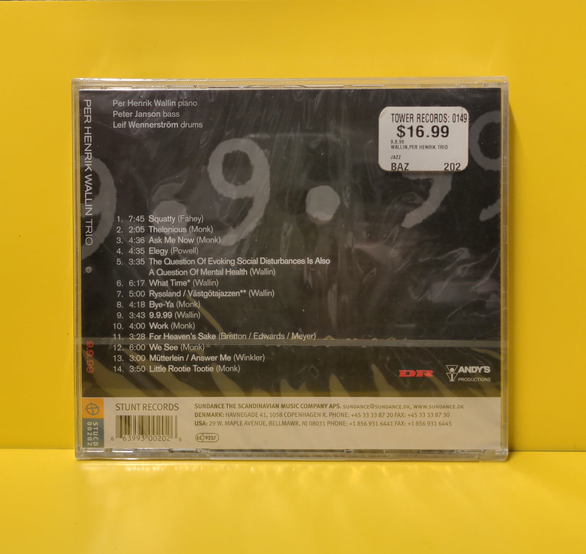 Per Henrik Wallin Trio - 9.9.99 - 2000 - STUCD 00202 New - Sealed - CDs Per Henrik Wallin Trio - 9.9.99 - 2000 - STUCD 00202 New - Sealed - CDs