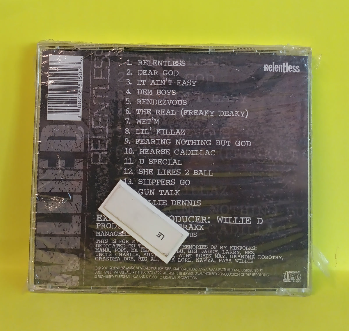 Willie D - Relentless - 2001 - RR 5150-2 New - Sealed - CDs Willie D - Relentless - 2001 - RR 5150-2 New - Sealed - CDs