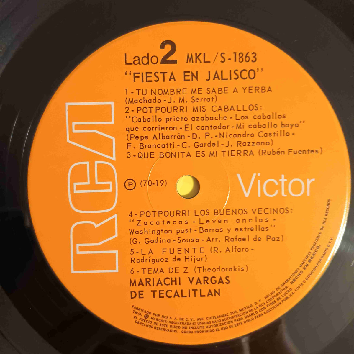 Mariachi Vargas De Tecalitlan - Fiesta en Jalisco Mexico - 1970 - MKL/S-1863 Used - VG++ - Vinyl Mariachi Vargas De Tecalitlan - Fiesta en Jalisco Mexico - 1970 - MKL/S-1863 Used - VG++ - Vinyl