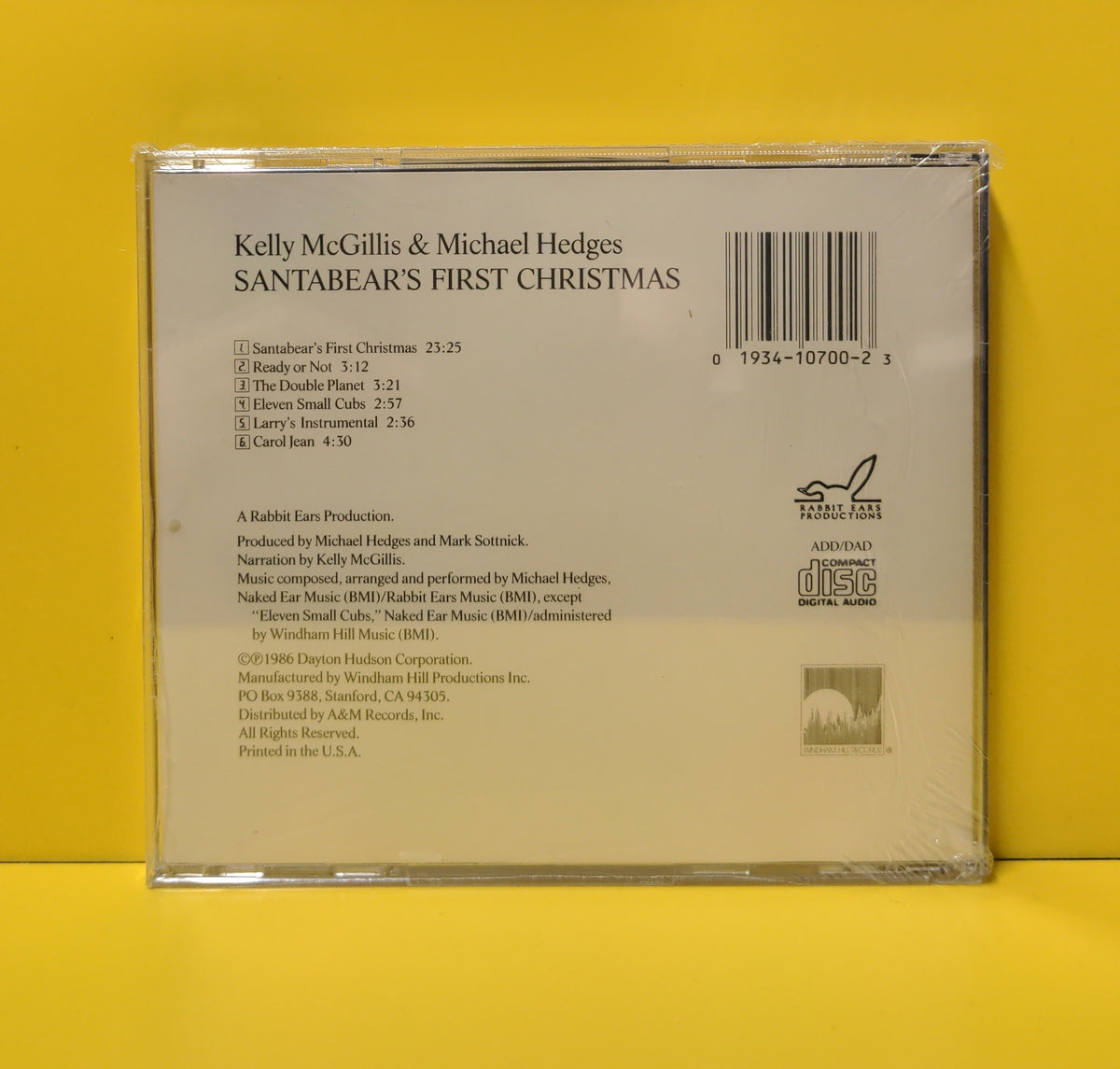 Kelly McGillis & Michael Hedges - Santabear's First Christmas - 1986 - WD-0700 New - Sealed - CDs Kelly McGillis & Michael Hedges - Santabear's First Christmas - 1986 - WD-0700 New - Sealed - CDs