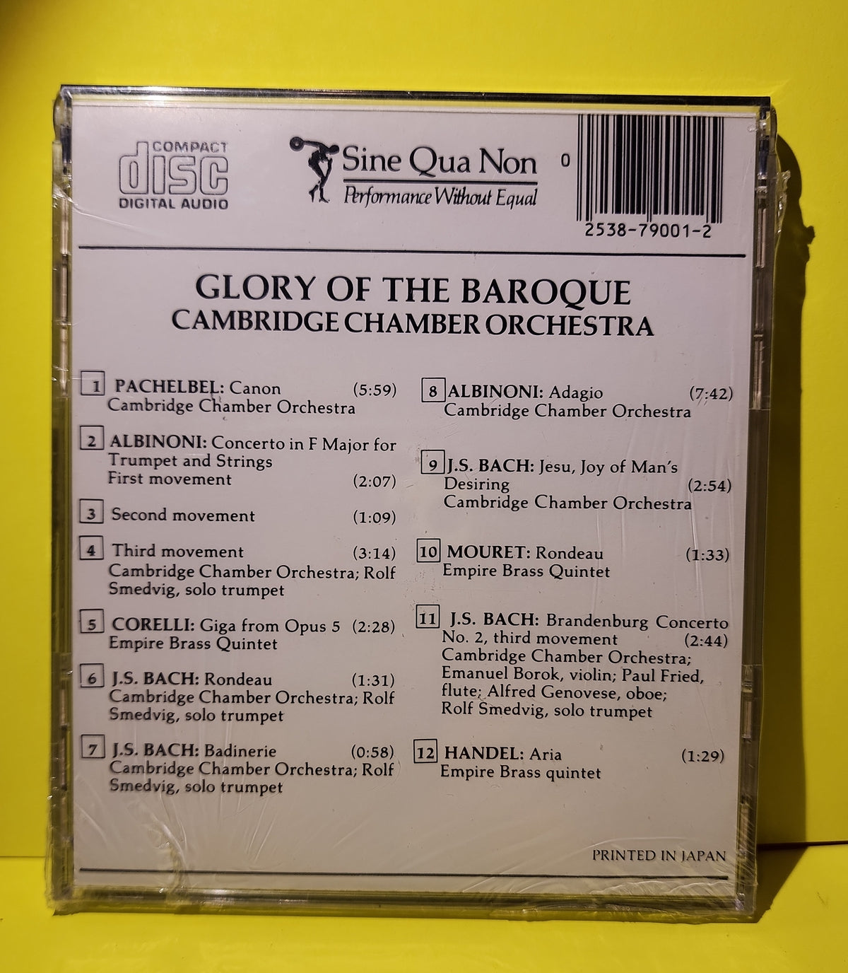 Cambridge Chamber Orchestra, The Empire Brass Quintet, Rolf Smedvig - Glory Of The Baroque - 1984 - 79001-2 New - Sealed - CDs Cambridge Chamber Orchestra, The Empire Brass Quintet, Rolf Smedvig - Glory Of The Baroque - 1984 - 79001-2 New - Sealed - CDs