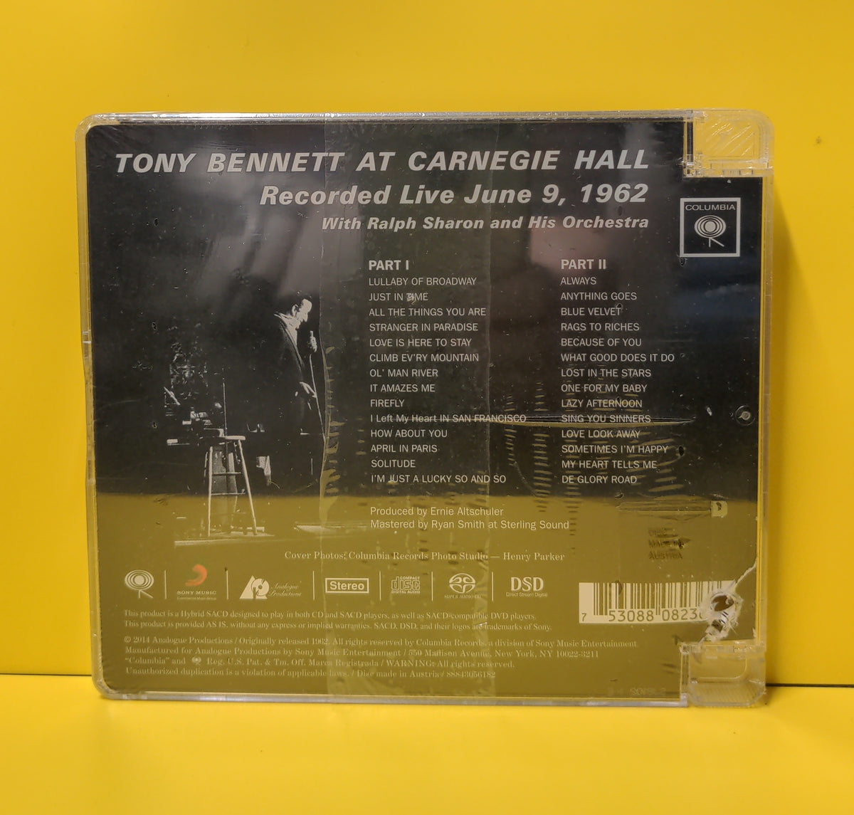 Tony Bennett With Ralph Sharon And His Orchestra - At Carnegie Hall Recorded Live June 9, 1962 - 2014 - CAPP 823 SA New - Sealed - CDs - SACD Tony Bennett With Ralph Sharon And His Orchestra - At Carnegie Hall Recorded Live June 9, 1962 - 2014 - CAPP 823 SA New - Sealed - CDs - SACD