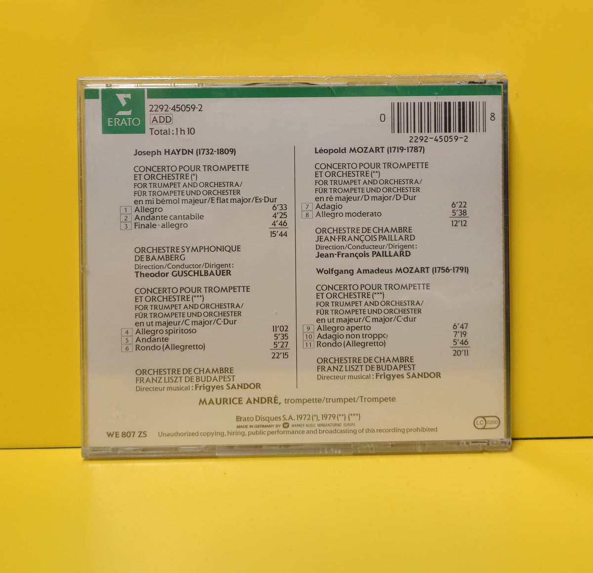 Maurice André Edition – Haydn / Mozart - Concertos Pour Trompette • Trumpet Concertos • Trompetenkonzerte - 1992 - 2292-45059-2 New - Sealed - CDs Maurice André Edition – Haydn / Mozart - Concertos Pour Trompette • Trumpet Concertos • Trompetenkonzerte - 1992 - 2292-45059-2 New - Sealed - CDs