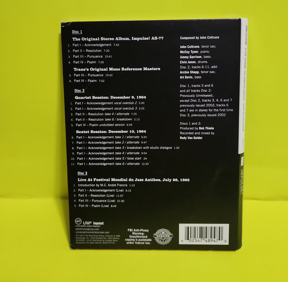 John Coltrane - A Love Supreme (The Complete Masters) - 2015 - B0023727-02 Used - NM - CDs John Coltrane - A Love Supreme (The Complete Masters) - 2015 - B0023727-02 Used - NM - CDs