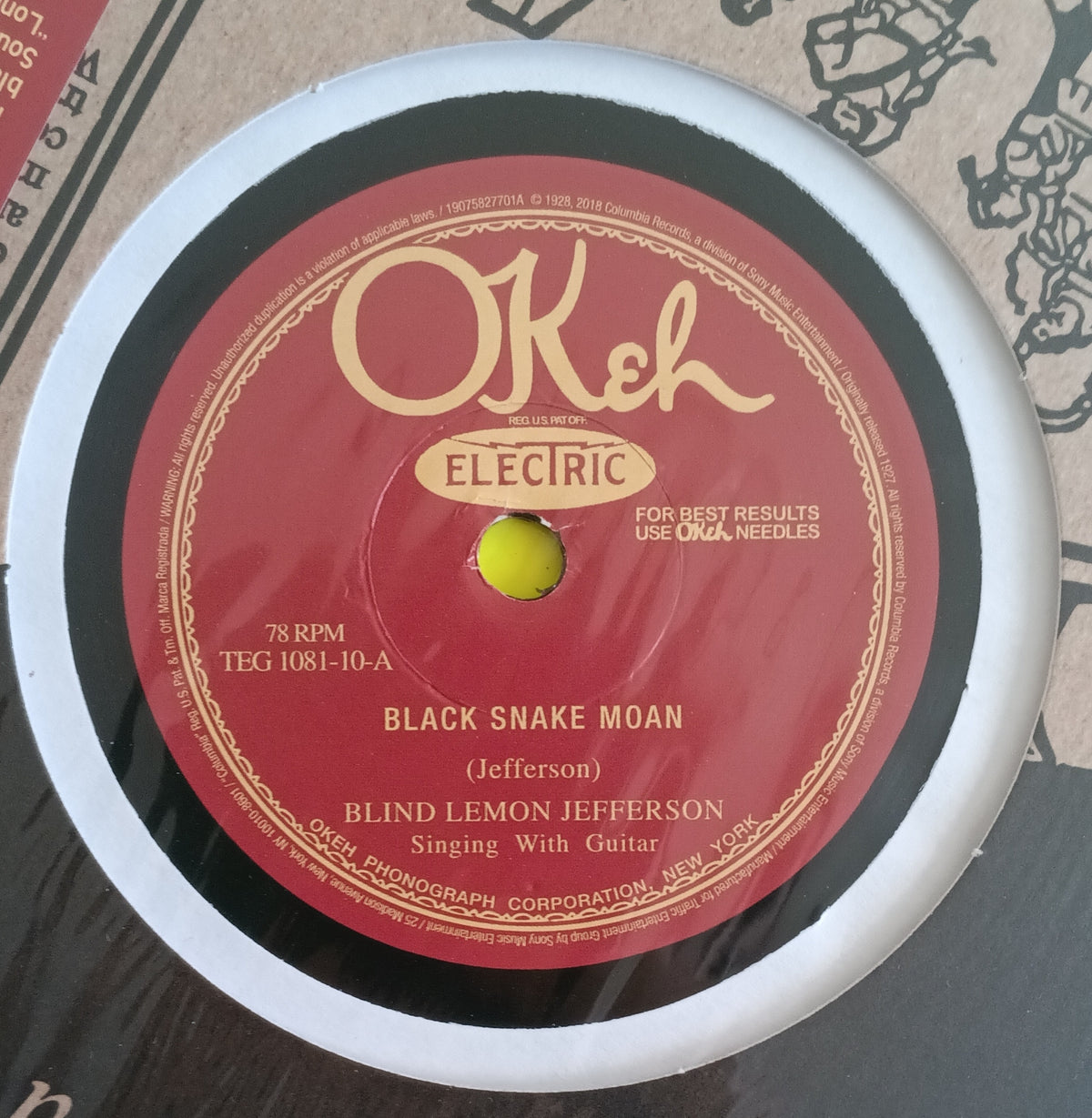 Blind Lemon Jefferson - Black Snake Moan / Matchbox Blues - 2018 - TEG 1081-10 New - Sealed - RSD 10" Vinyl Blind Lemon Jefferson - Black Snake Moan / Matchbox Blues - 2018 - TEG 1081-10 New - Sealed - RSD 10" Vinyl