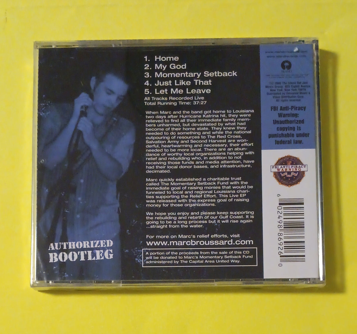 Marc Broussard - Bootleg To Benefit The Victims Of Hurricane Katrina - 2005 - B0005662-02 New - Sealed - CDs Marc Broussard - Bootleg To Benefit The Victims Of Hurricane Katrina - 2005 - B0005662-02 New - Sealed - CDs