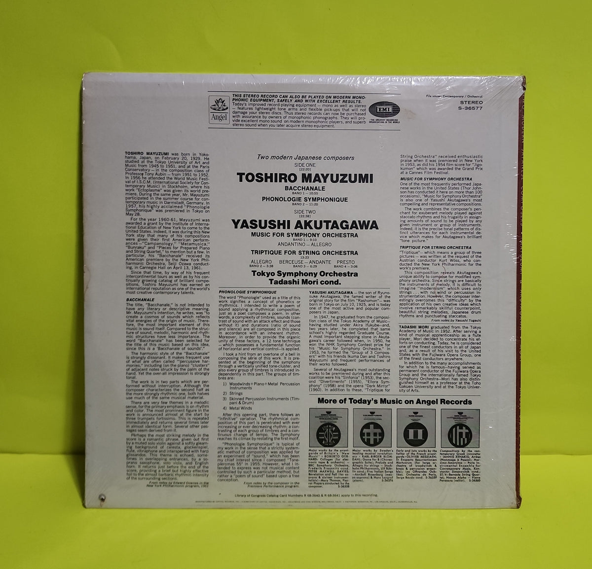 Mayuzumi & Akutagawa - Two Morden Japanese Composers - 1969 - S-36577 New - Sealed - Vinyl Mayuzumi & Akutagawa - Two Morden Japanese Composers - 1969 - S-36577 New - Sealed - Vinyl