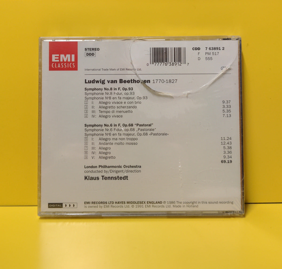 Beethoven, London Philharmonic Orchestra, Klaus Tennstedt - Symphonien 6 "Pastorale" & 8 - 1991 - CDD 7 63891 2 New - Sealed - CDs Beethoven, London Philharmonic Orchestra, Klaus Tennstedt - Symphonien 6 "Pastorale" & 8 - 1991 - CDD 7 63891 2 New - Sealed - CDs