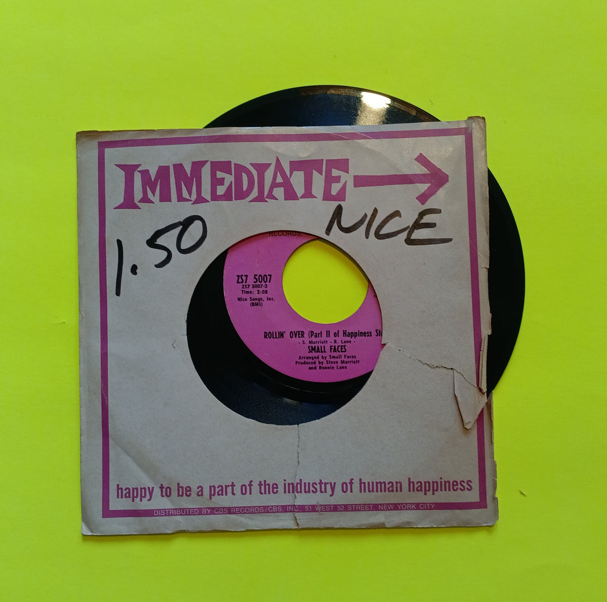Small Faces - Lazy Sunday / Rollin' Over 7" - 1968 - ZS7 5007 Used - VG++ - Vinyl Small Faces - Lazy Sunday / Rollin' Over 7" - 1968 - ZS7 5007 Used - VG++ - Vinyl