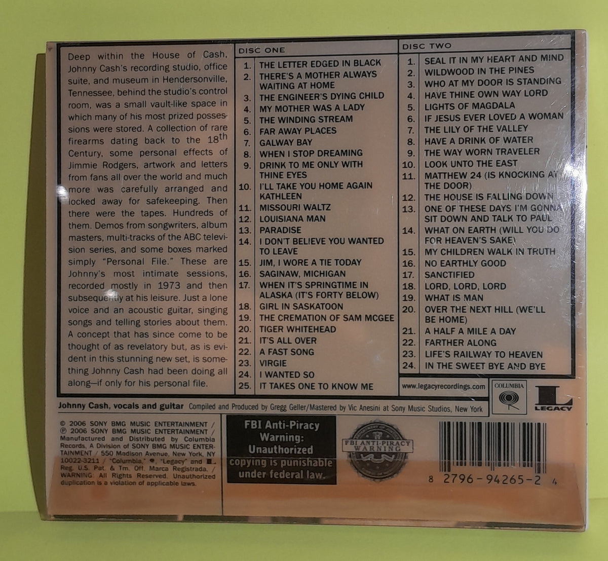 Johnny Cash - Personal File - 2006 - 82796 94265 2 New - Sealed - CDs Johnny Cash - Personal File - 2006 - 82796 94265 2 New - Sealed - CDs