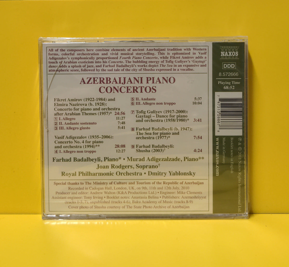 Amirov & Nazirova / Adigezalov / Guliev / Badalbeyli - Azerbaijani Piano Concertos - 2011 - 8.572666 New - Sealed - CDs Amirov & Nazirova / Adigezalov / Guliev / Badalbeyli - Azerbaijani Piano Concertos - 2011 - 8.572666 New - Sealed - CDs