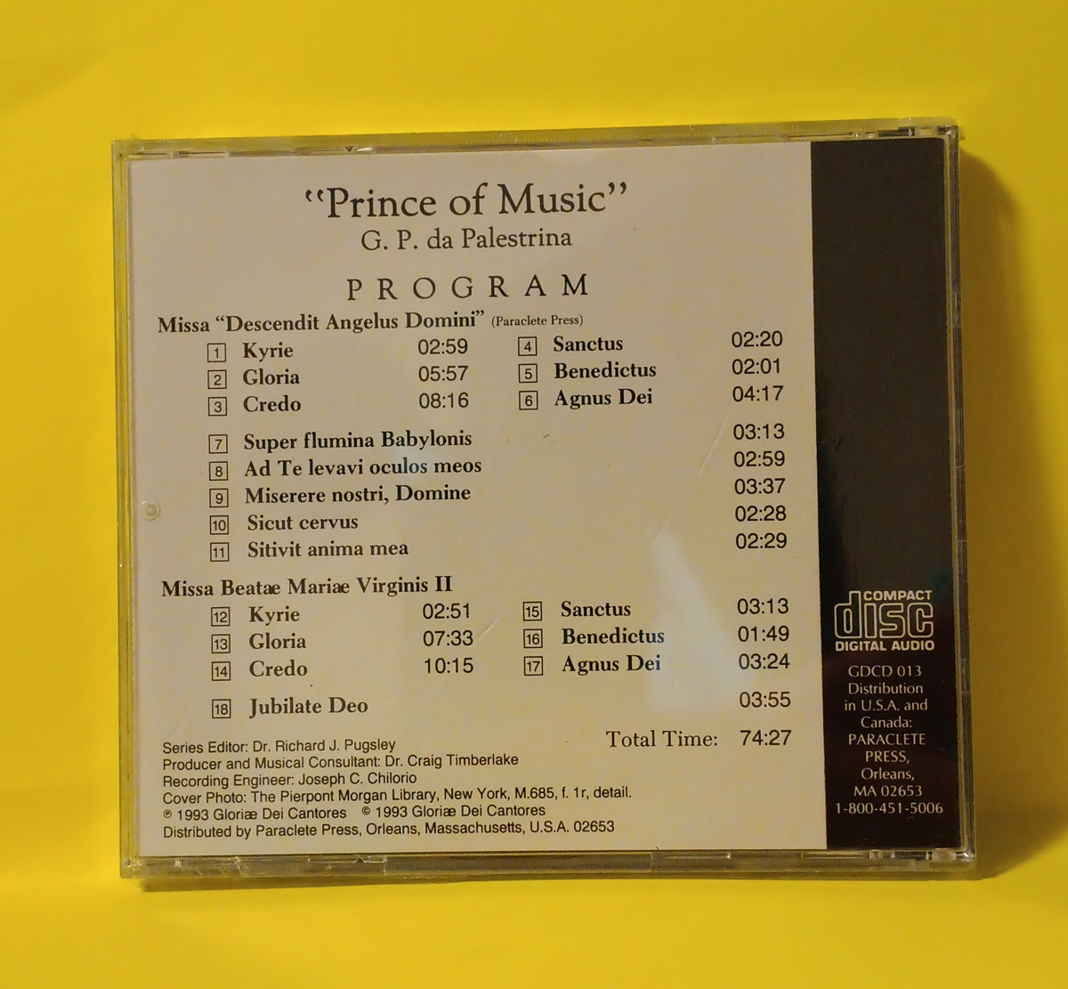 Gloriae Dei Cantores - Prince of Music - 1993 - GDCD013 New - Sealed - CDs Gloriae Dei Cantores - Prince of Music - 1993 - GDCD013 New - Sealed - CDs