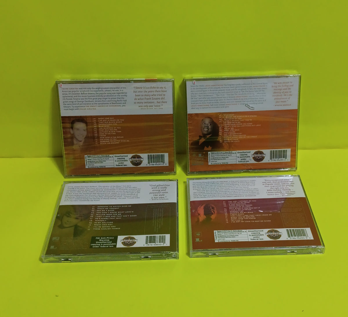 Frank Sinatra Louis Armstrong Etta James Billie Holiday - Great American Songbook - New - Sealed, NM - CDs Frank Sinatra Louis Armstrong Etta James Billie Holiday - Great American Songbook - New - Sealed, NM - CDs