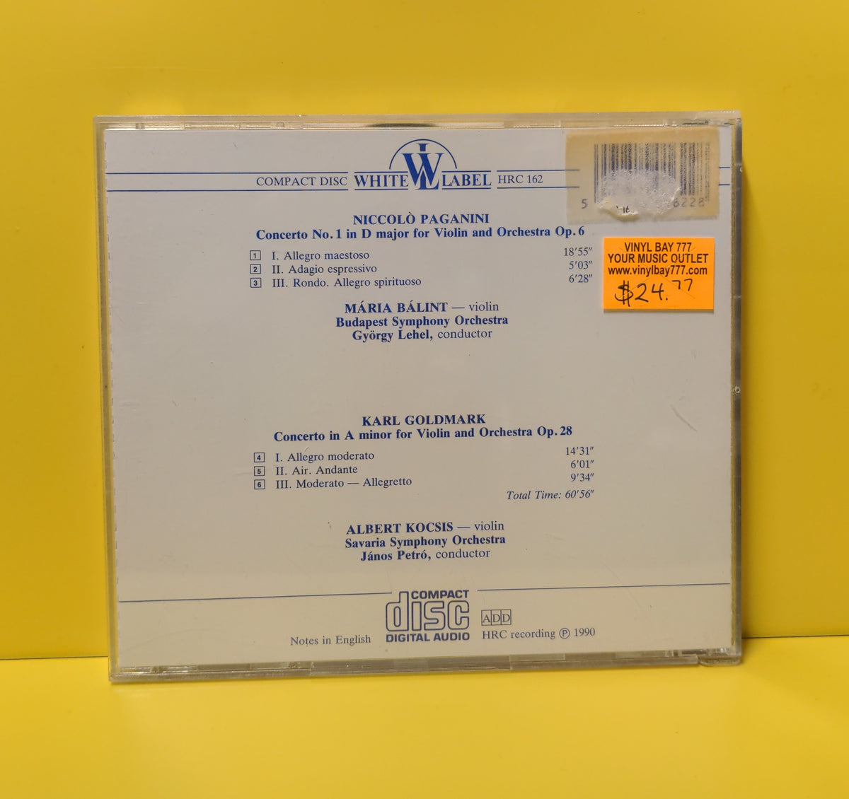 Paganini, Goldmark, Maria Balint, Albert Kocsis - Violin Concertos - 1990 - HRC 162 Used - NM - CDs Paganini, Goldmark, Maria Balint, Albert Kocsis - Violin Concertos - 1990 - HRC 162 Used - NM - CDs