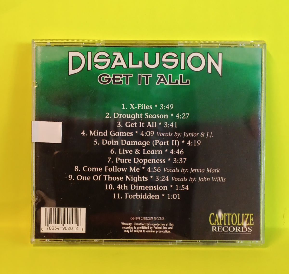 Disalusion - Get It All - 1998 - CAP-9020 Used - NM - CDs Disalusion - Get It All - 1998 - CAP-9020 Used - NM - CDs