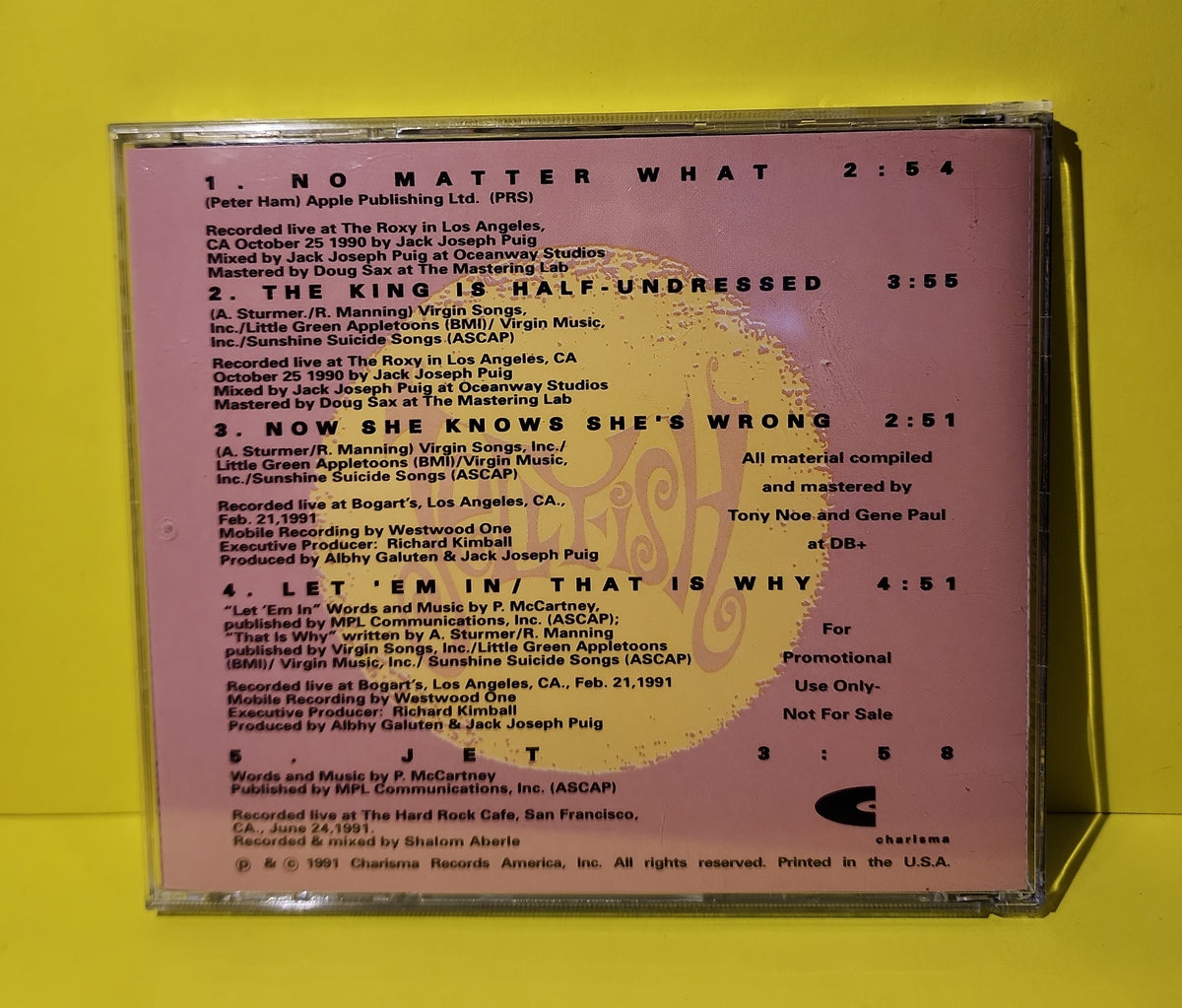 Jellyfish - Comes Alive / Promo - 1991 - PRCD 084 Used - EX - CDs Jellyfish - Comes Alive / Promo - 1991 - PRCD 084 Used - EX - CDs