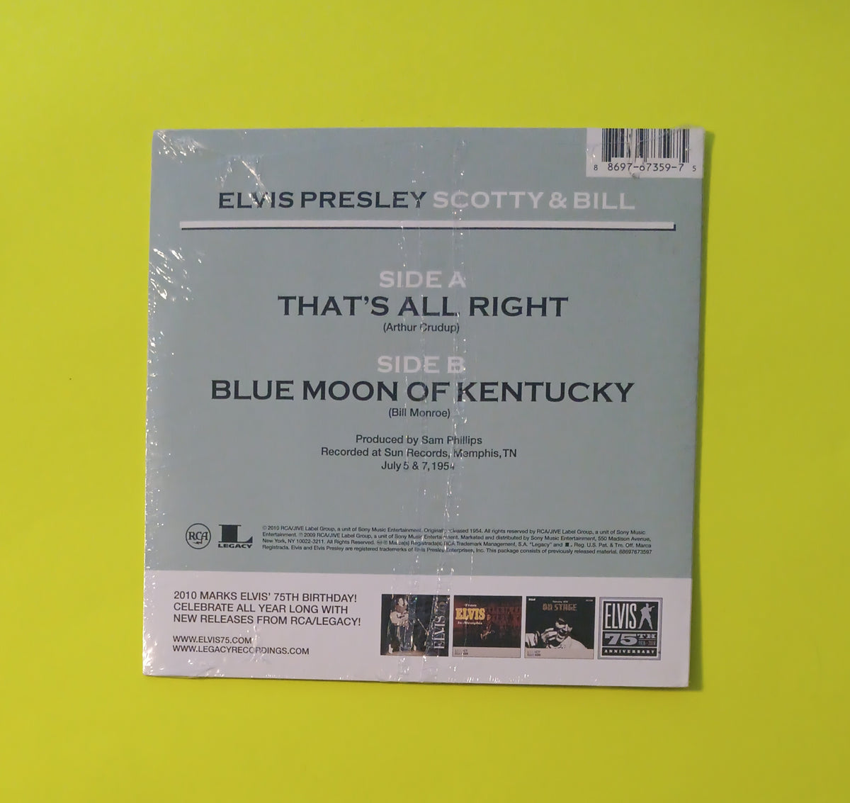 Elvis Presley - That's All Right / Blue Moon Of Kentucky - 2010 - 209 New - Sealed - 7" RSD Vinyl Elvis Presley - That's All Right / Blue Moon Of Kentucky - 2010 - 209 New - Sealed - 7" RSD Vinyl