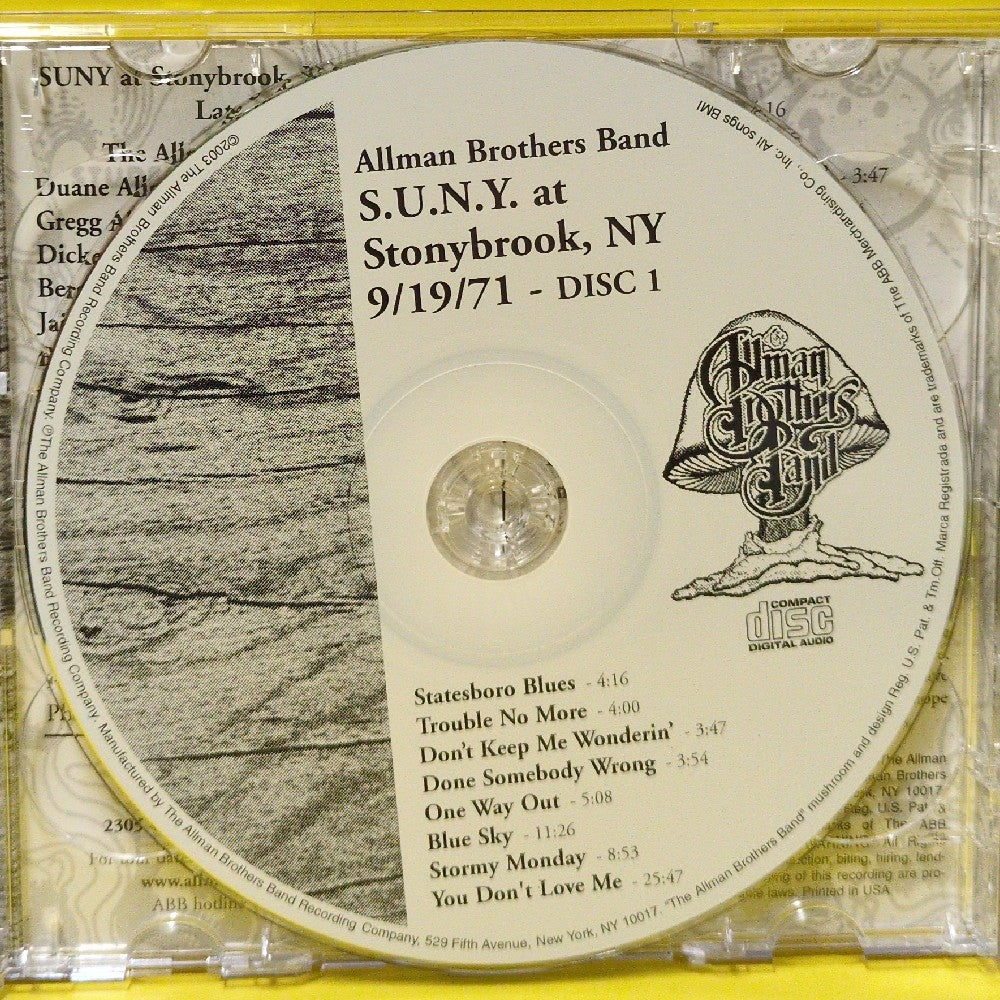 The Allman Brothers Band - S.U.N.Y. At Stonybrook, NY 9/19/71 - Used - VG++ - CDs - 2xCD The Allman Brothers Band - S.U.N.Y. At Stonybrook, NY 9/19/71 - Used - VG++ - CDs - 2xCD