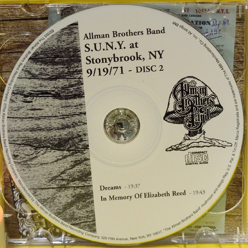 The Allman Brothers Band - S.U.N.Y. At Stonybrook, NY 9/19/71 - Used - VG++ - CDs - 2xCD The Allman Brothers Band - S.U.N.Y. At Stonybrook, NY 9/19/71 - Used - VG++ - CDs - 2xCD