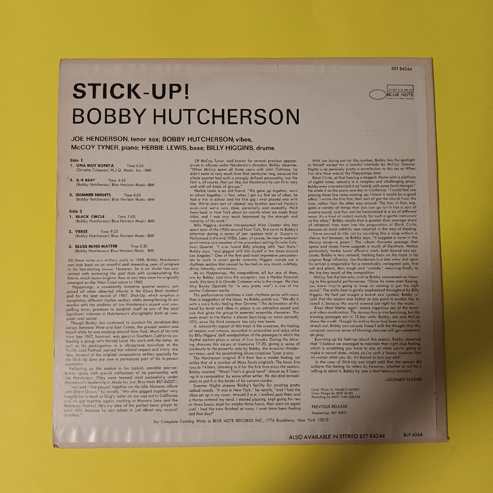 Bobby Hutcherson - Stick Up! - 1968 - BST 84244 - Used - VG++ - Vinyl Bobby Hutcherson - Stick Up! - 1968 - BST 84244 - Used - VG++ - Vinyl