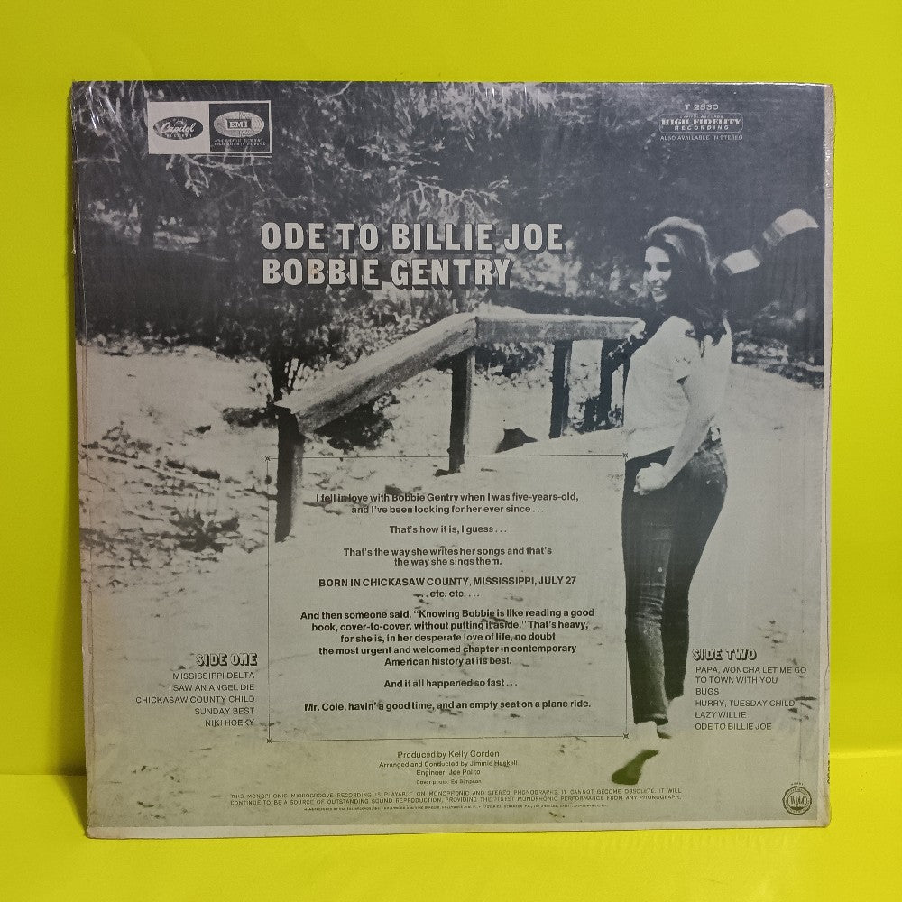 Bobbie Gentry - Ode To Billie Joe / Mono in Shrink - 1967 - T 2830 - Used - EX - Vinyl Bobbie Gentry - Ode To Billie Joe / Mono in Shrink - 1967 - T 2830 - Used - EX - Vinyl