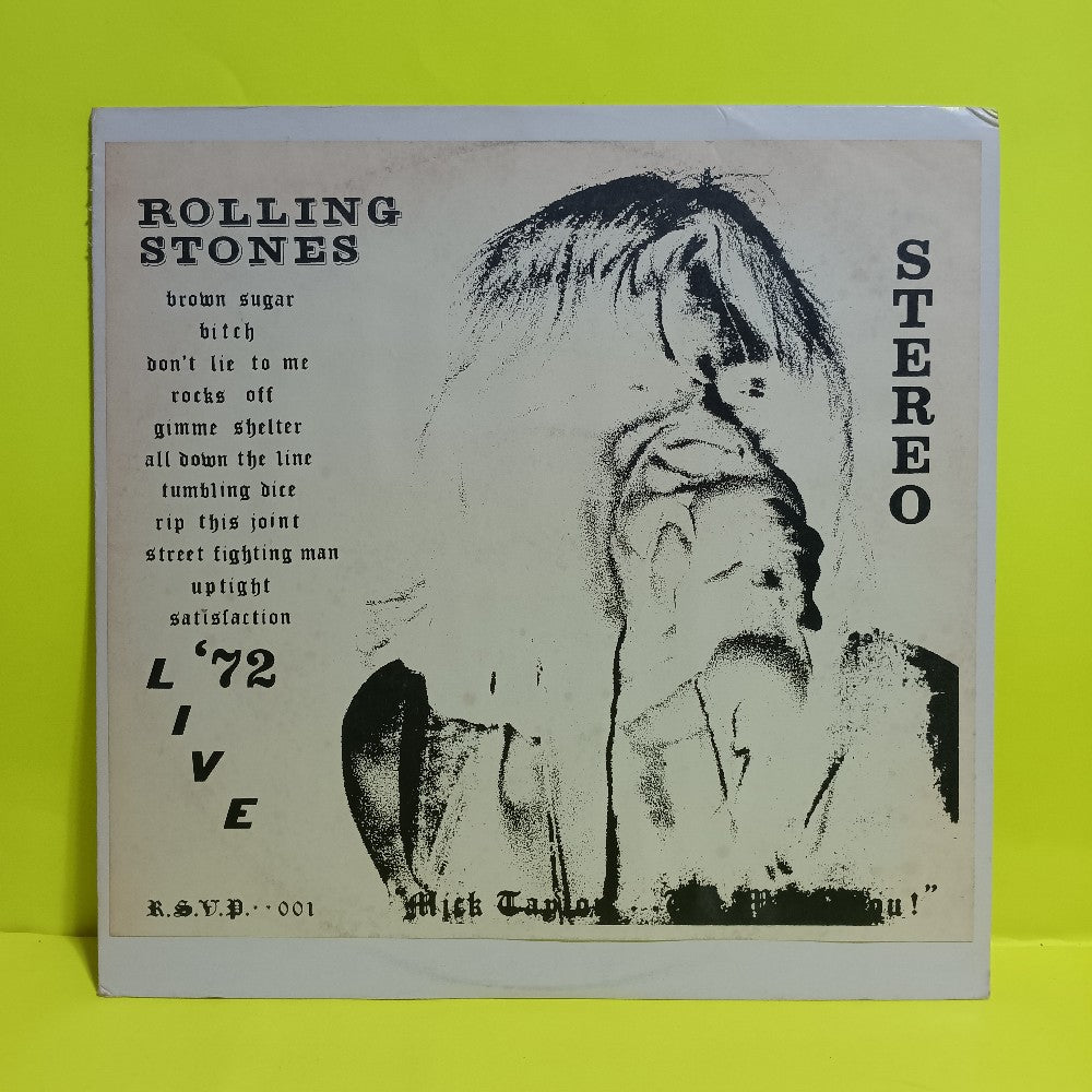 Rolling Stones - Live '72 Mick Taylor We Miss You - 1978 - RSVP 001 - Used - VG++ - Vinyl Rolling Stones - Live '72 Mick Taylor We Miss You - 1978 - RSVP 001 - Used - VG++ - Vinyl