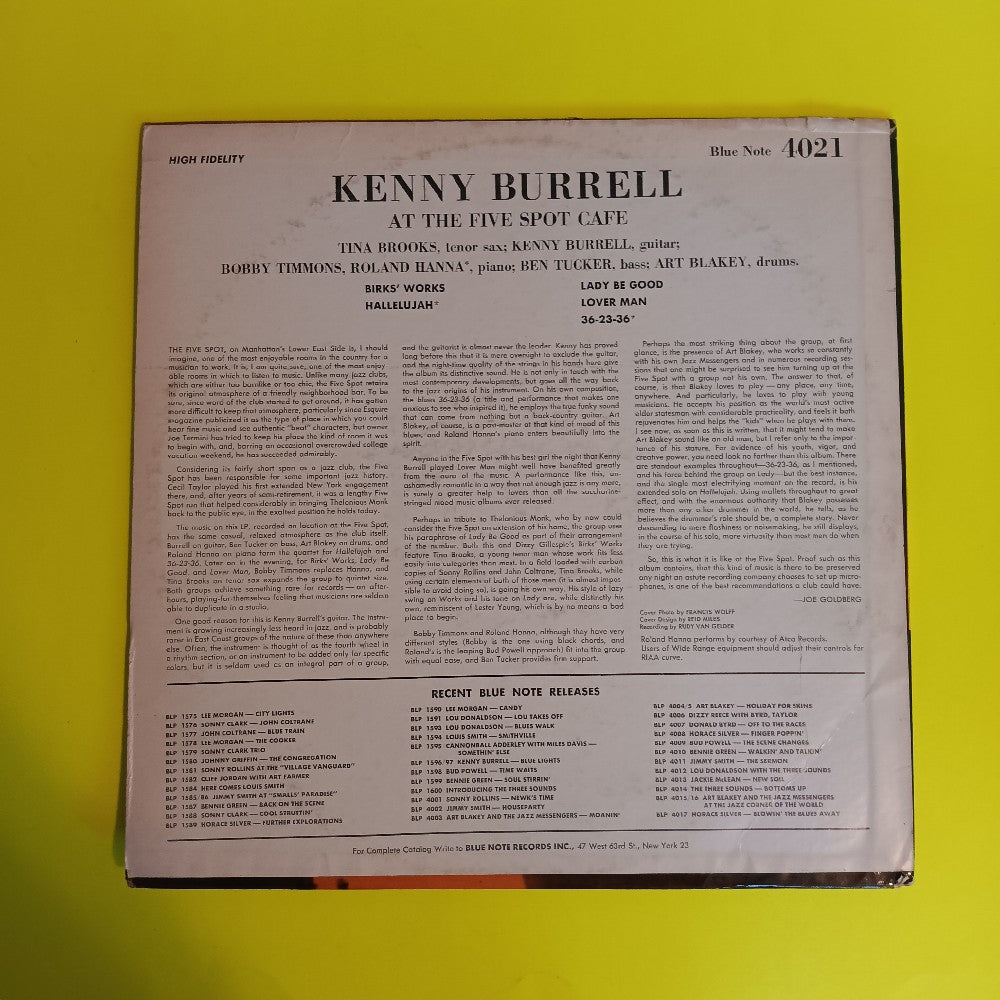 Kenny Burrell with Art Blakey - On View At The Five Spot Cafe / Mono NY USA - 1963 - BLP 4021 - Used - VG++ - Vinyl Kenny Burrell with Art Blakey - On View At The Five Spot Cafe / Mono NY USA - 1963 - BLP 4021 - Used - VG++ - Vinyl