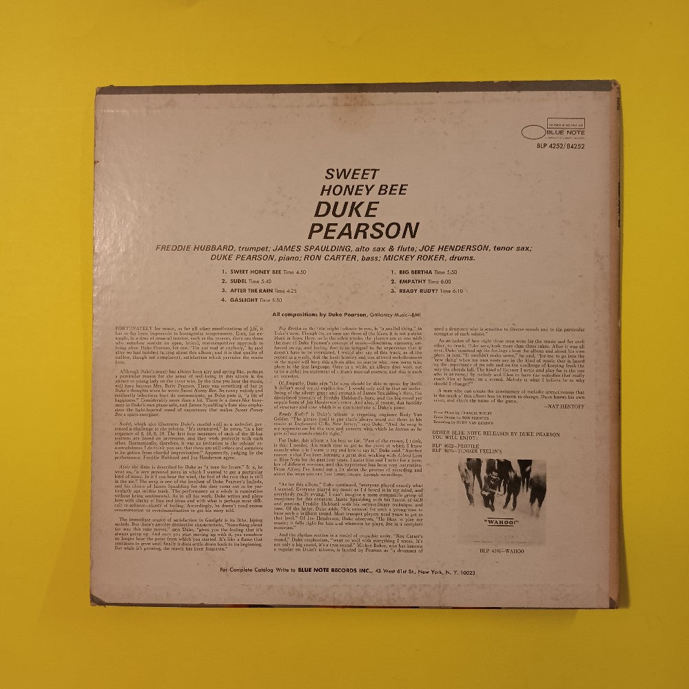 Duke Pearson - Sweet Honey Bee / OG Stereo NY Van Gelder - 1967 - BST 84252 - Used - VG+ - Vinyl Duke Pearson - Sweet Honey Bee / OG Stereo NY Van Gelder - 1967 - BST 84252 - Used - VG+ - Vinyl