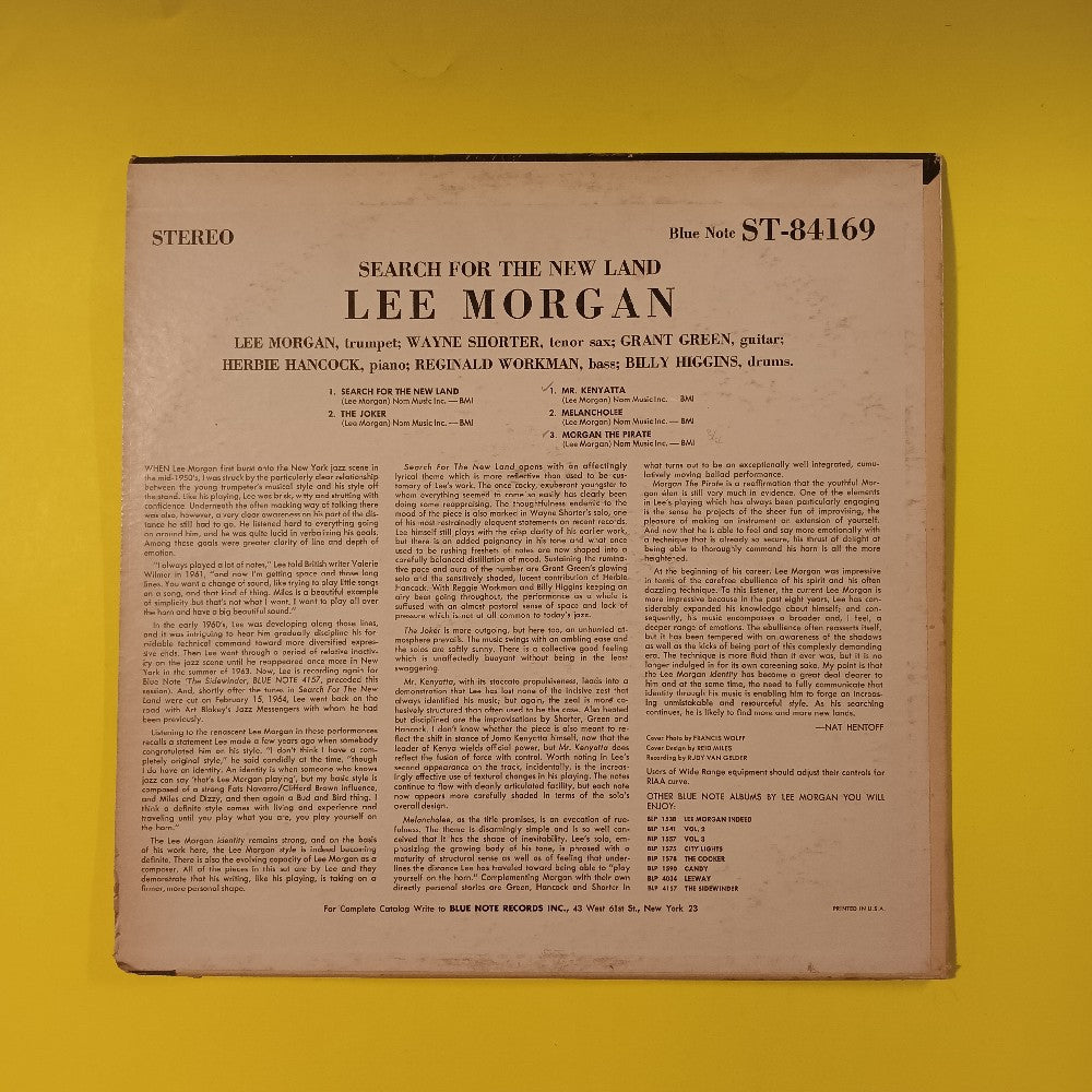Lee Morgan - Search For the New Land / Van Gelder - 1966 - BST 84169 - Used - VG+ - Vinyl Lee Morgan - Search For the New Land / Van Gelder - 1966 - BST 84169 - Used - VG+ - Vinyl