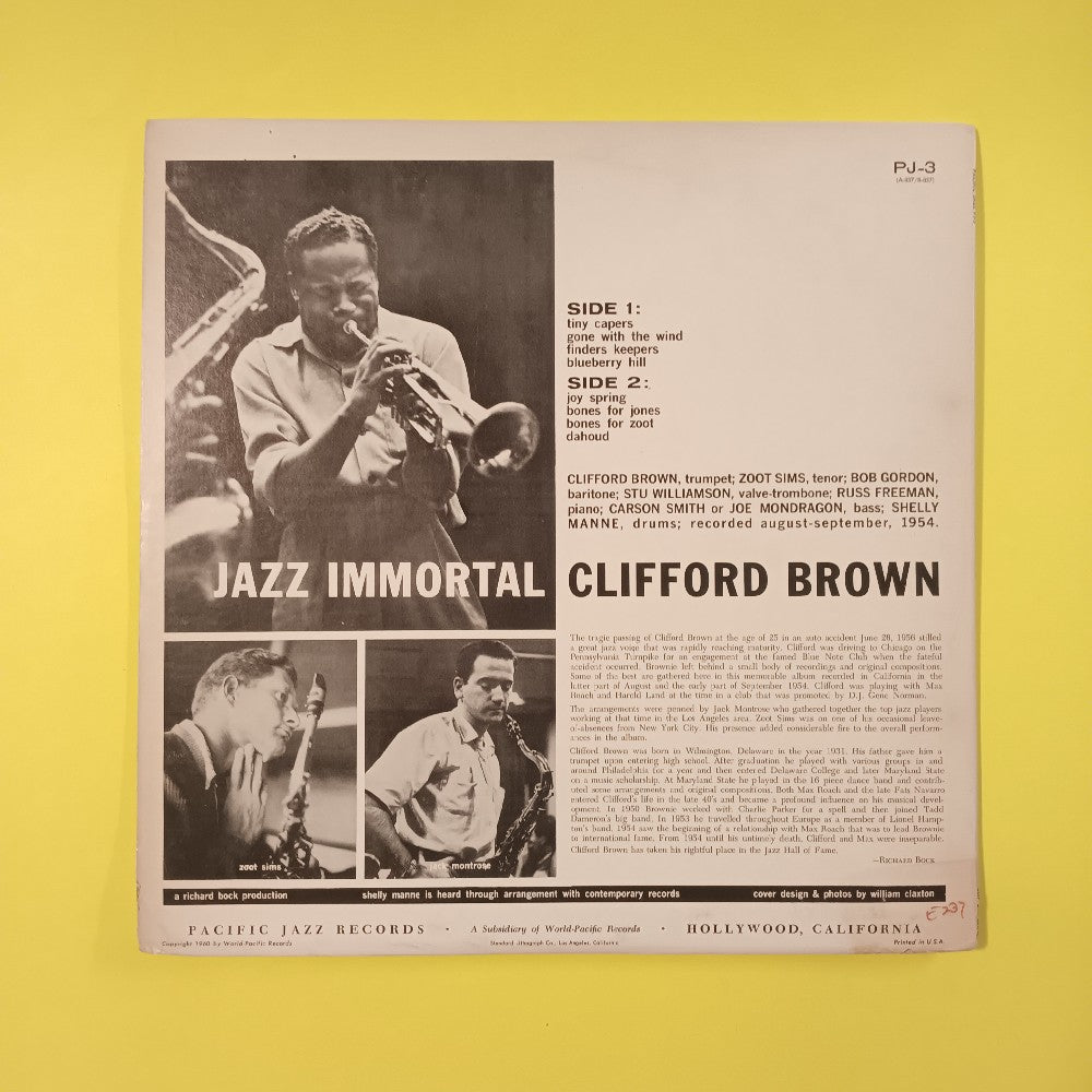 Clifford Brown ft Zoot Sims - Jazz Immortal / Rare Mono Hi-Fi Label - PJ-3 - Used - VG+ - Vinyl Clifford Brown ft Zoot Sims - Jazz Immortal / Rare Mono Hi-Fi Label - PJ-3 - Used - VG+ - Vinyl