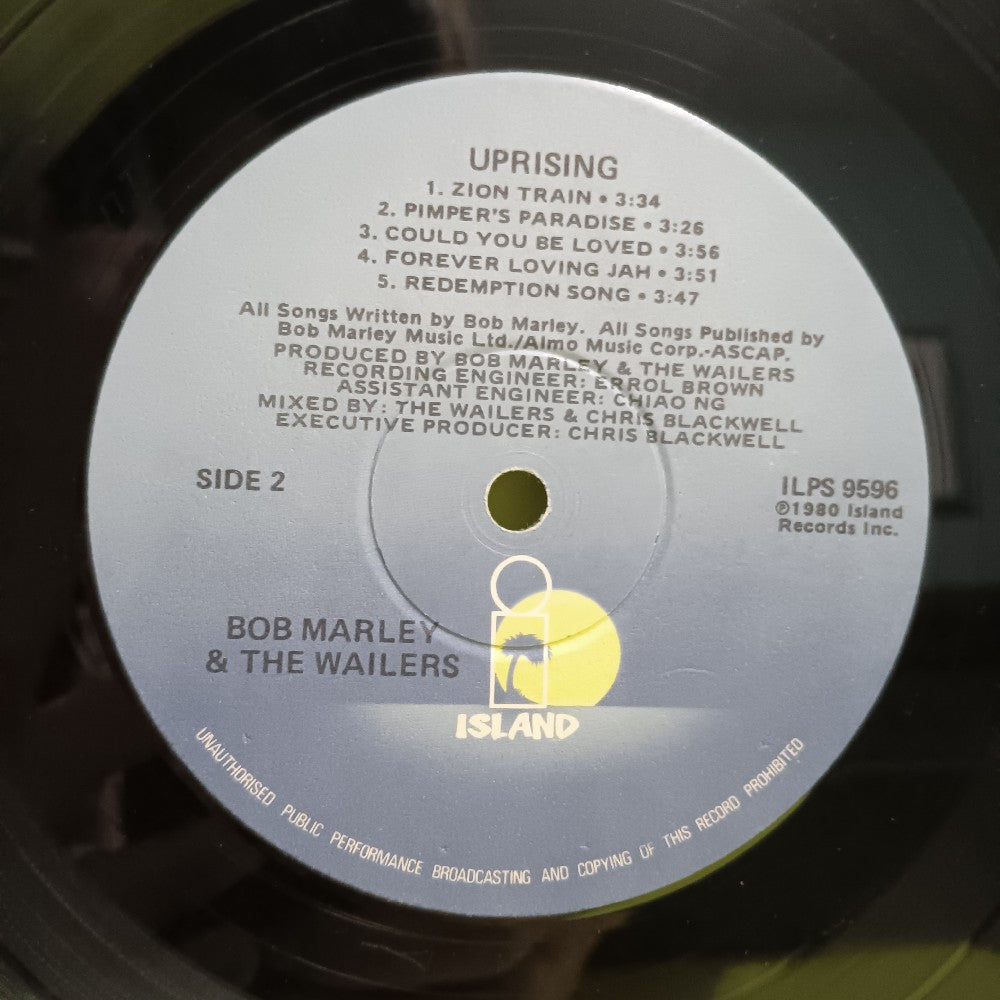 Bob Marley & The Wailers - Uprising - 1980 - ILPS 9596 - Used - VG++ - Vinyl Bob Marley & The Wailers - Uprising - 1980 - ILPS 9596 - Used - VG++ - Vinyl