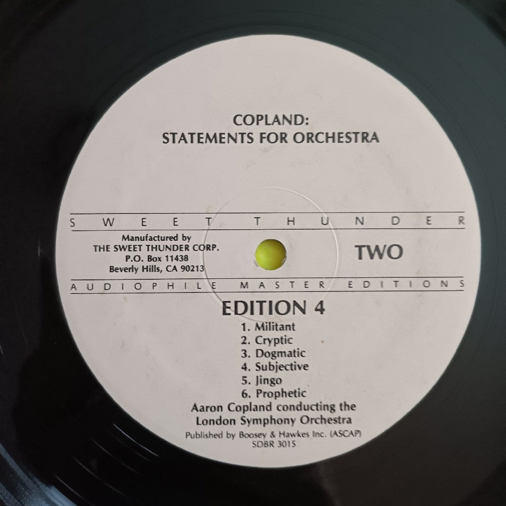Aaron Copland AUTOGRAPH / London Philharmonic - Billy The Kid Ballet Suite Edition 4 - 1981 - SDBR 3015 - Used - EX - Vinyl Aaron Copland AUTOGRAPH / London Philharmonic - Billy The Kid Ballet Suite Edition 4 - 1981 - SDBR 3015 - Used - EX - Vinyl