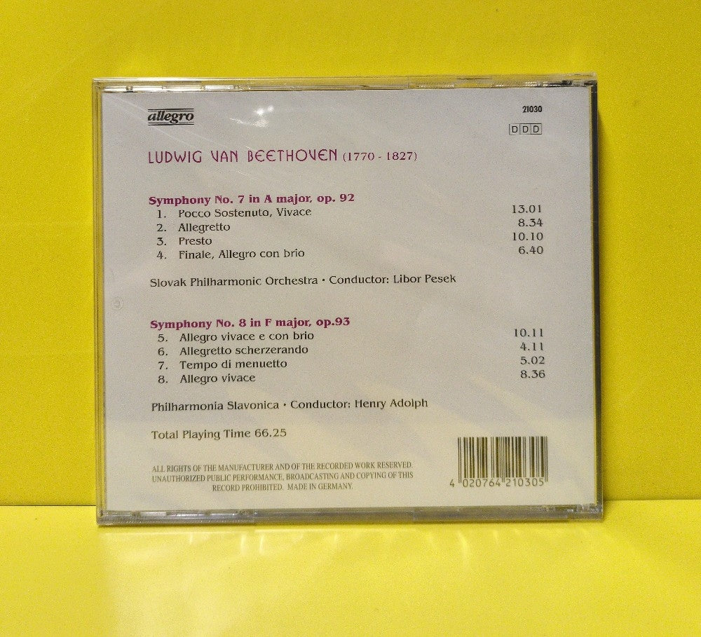 Beethoven, Philharmonia Slavonica, Henry Adolph - Symphony No. 7, 8 - 21030 - New - Sealed - CDs - Germany Import Beethoven, Philharmonia Slavonica, Henry Adolph - Symphony No. 7, 8 - 21030 - New - Sealed - CDs - Germany Import