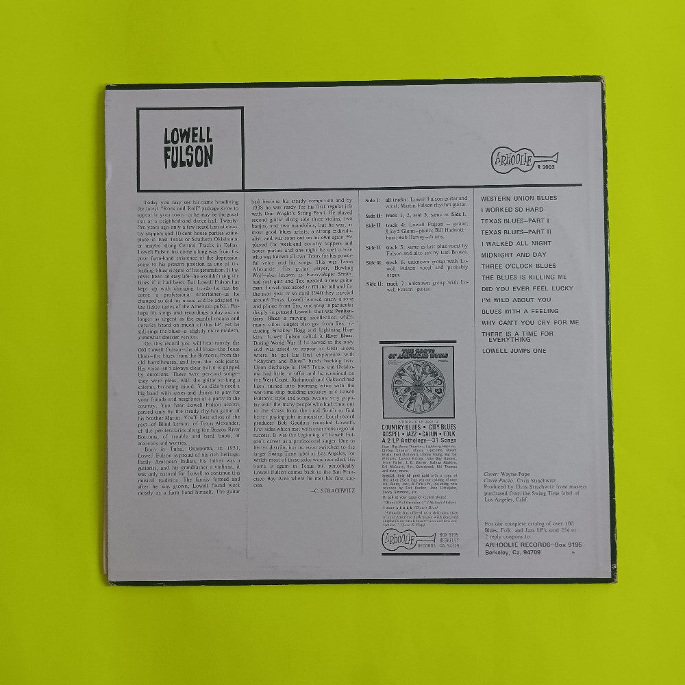 Lowell Fulson - Lowell Fulson Self Titled Misprint - R2003 - Used - VG++ - Vinyl Lowell Fulson - Lowell Fulson Self Titled Misprint - R2003 - Used - VG++ - Vinyl
