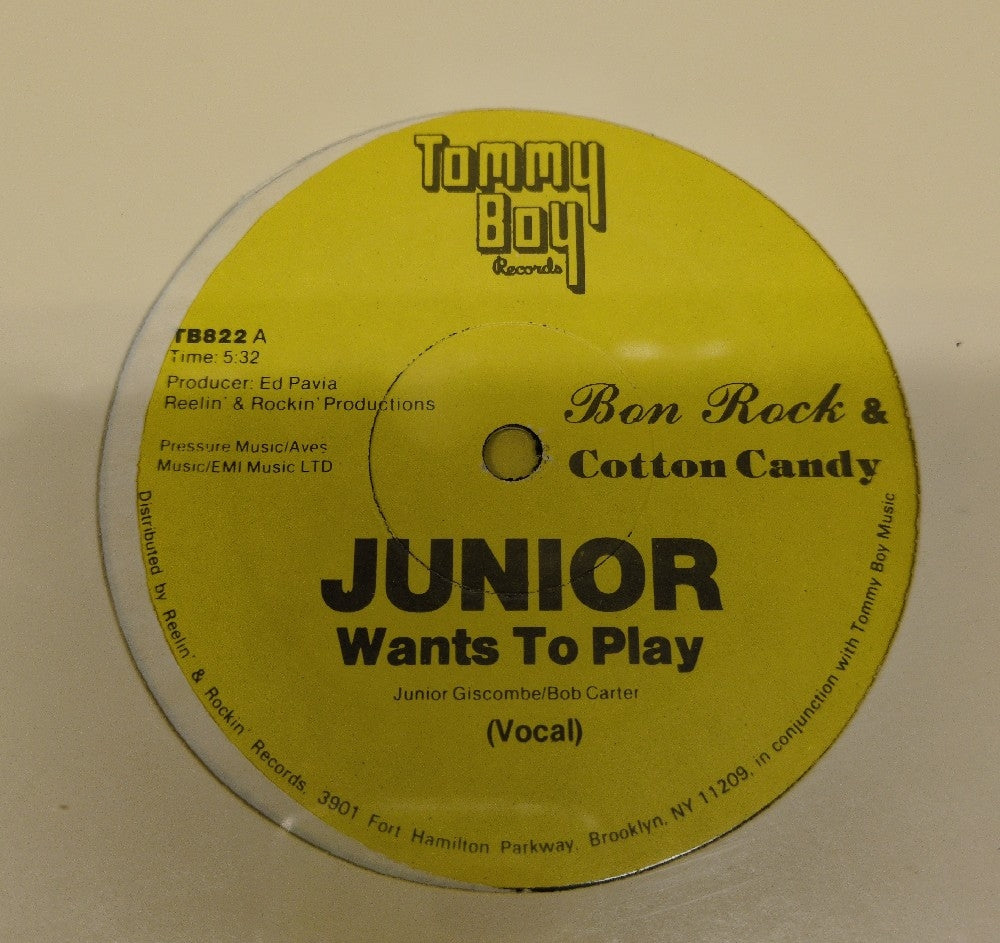 Bon Rock & Cotton Candy - Junior Wants To Play - 1982 - TB822 - New - Sealed - Vinyl - 12" Single Bon Rock & Cotton Candy - Junior Wants To Play - 1982 - TB822 - New - Sealed - Vinyl - 12" Single
