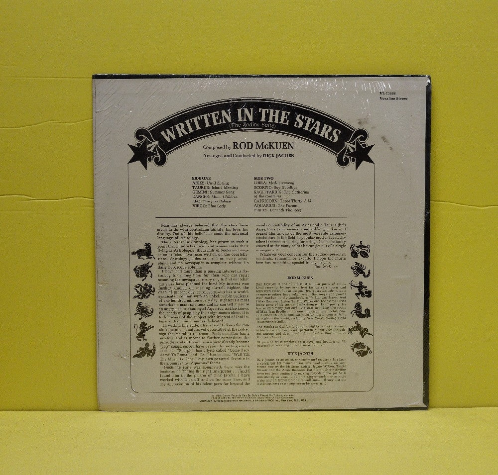 Dick Jacobs, Rod McKuen - Written In The Stars (The Zodiac Suite) - 1969 - VL 73884 - New - Sealed - Vinyl - Stereo - Reissue Dick Jacobs, Rod McKuen - Written In The Stars (The Zodiac Suite) - 1969 - VL 73884 - New - Sealed - Vinyl - Stereo - Reissue