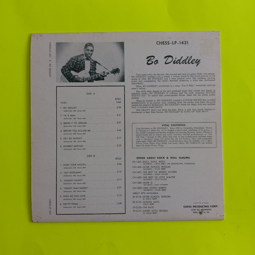 Bo Diddley - Bo Diddley / Self Titled OG Mono - 1958 - CH-1431-LP - Used - VG++ - Vinyl Bo Diddley - Bo Diddley / Self Titled OG Mono - 1958 - CH-1431-LP - Used - VG++ - Vinyl