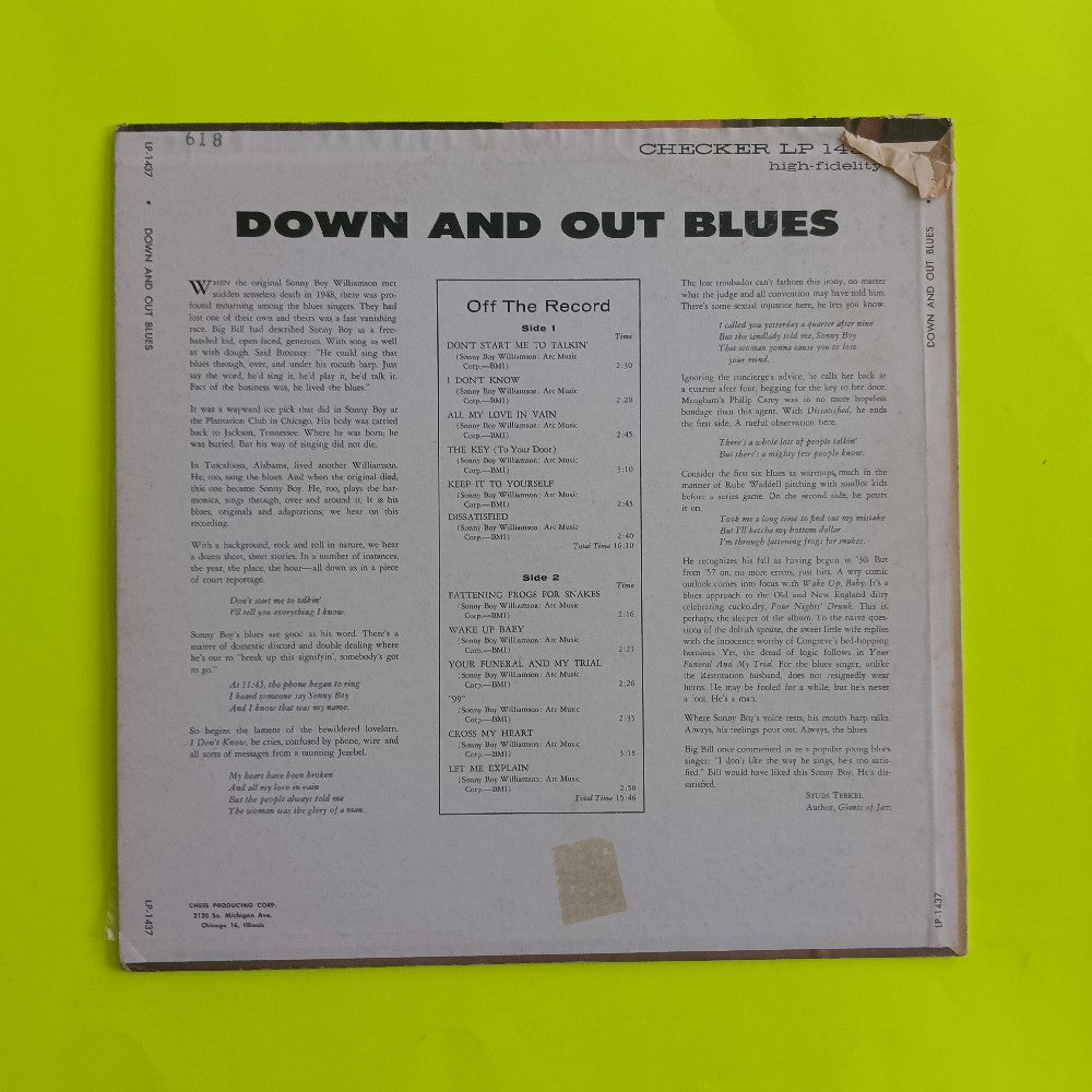 Sonny Boy Williamson - Down And Out Blues OG Sheldon Mono - 1959 - LP-1437 - Used - VG++ - Vinyl Sonny Boy Williamson - Down And Out Blues OG Sheldon Mono - 1959 - LP-1437 - Used - VG++ - Vinyl