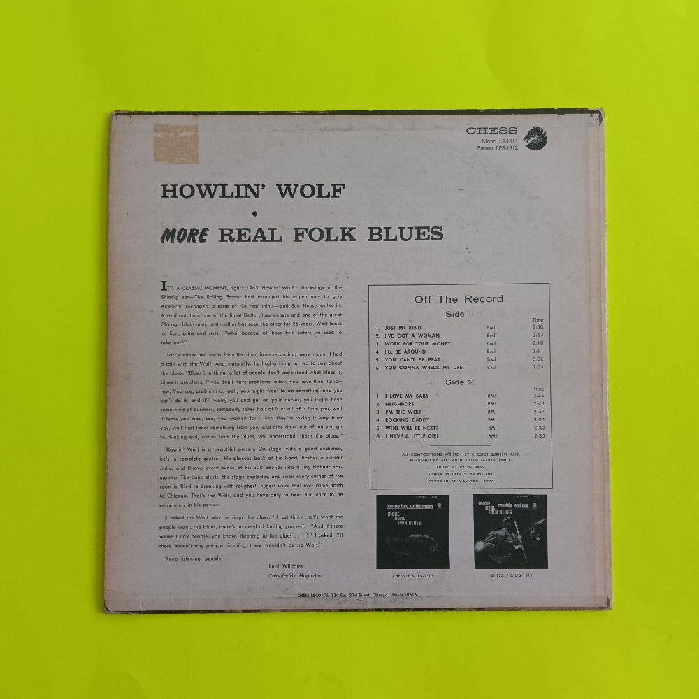Howling Wolf - More Real Folk Blues OG Mono - 1967 - LP 1512 - Used - VG++ - Vinyl Howling Wolf - More Real Folk Blues OG Mono - 1967 - LP 1512 - Used - VG++ - Vinyl